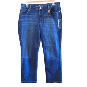 Lee Petites Women's 18P Relaxed Fit Straight Leg Midrise Denim Blue Jeans